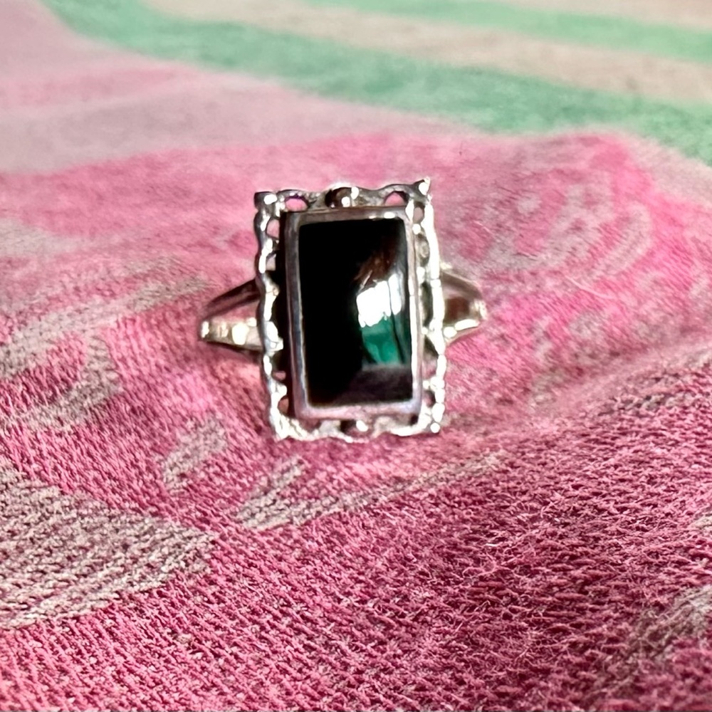Black onyx and silver vintage 1920’s ring size 6